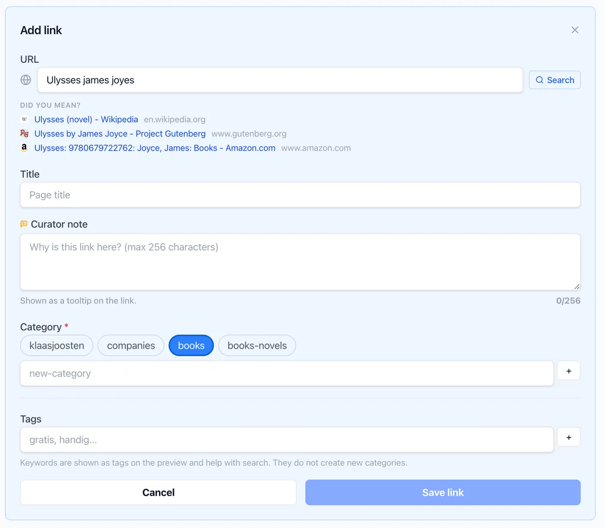 Add your links